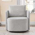 thumbnail image 2 of 29.9" Swivel Barrel Chair, 360° Upholstered Swivel Chair with Curved Design for Living Room, Bedroom, Office and Hotel, Gray, 2 of 10