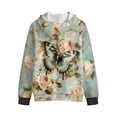 thumbnail image 5 of Xoenoiee Butterfly Rose Flower Print Hoodies Sweatshirt for Kids Long Sleeve Jacket Pullover Hoodie Full Zip Coat with Hood for Teen Girls Fall Outfits Sweat Shirts Jumpers with Pocket, M, 5 of 7