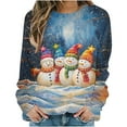 thumbnail image 4 of Pounoo Christmas Tree Christmas Sweatshirt for Women Xmas Holiday Cute Print Crewneck Long Raglan Sleeve Pullover Top Fall Clothes Gift, 4 of 6