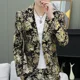thumbnail image 2 of Blazer masculino estampado chino de un solo pecho, chaqueta de traje para hombre, estilo coreano, informal, elegante, nuevo en moda 2024, trajes, 2 of 4