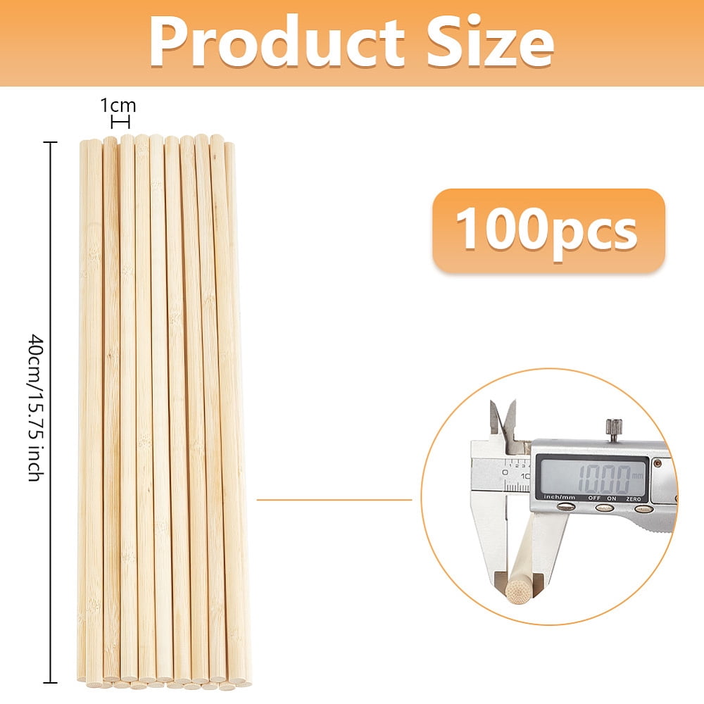 100Pcs Round Wood Sticks 15.7 inch Long Unfinished Wooden Strips 0.4 inch Round Dowels Strips Wooden Dowel Rod Natural Wood Sticks Model Accessories
