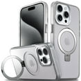 thumbnail image 2 of For Apple iPhone 15 Plus 6.7 inch Matte Transparent Metal Edge Camera Cover Magnetic Rind Stand Car Mount Holder Magsafe Wireless Charging Shockproof Hybrid Case Cover Clear, 2 of 8