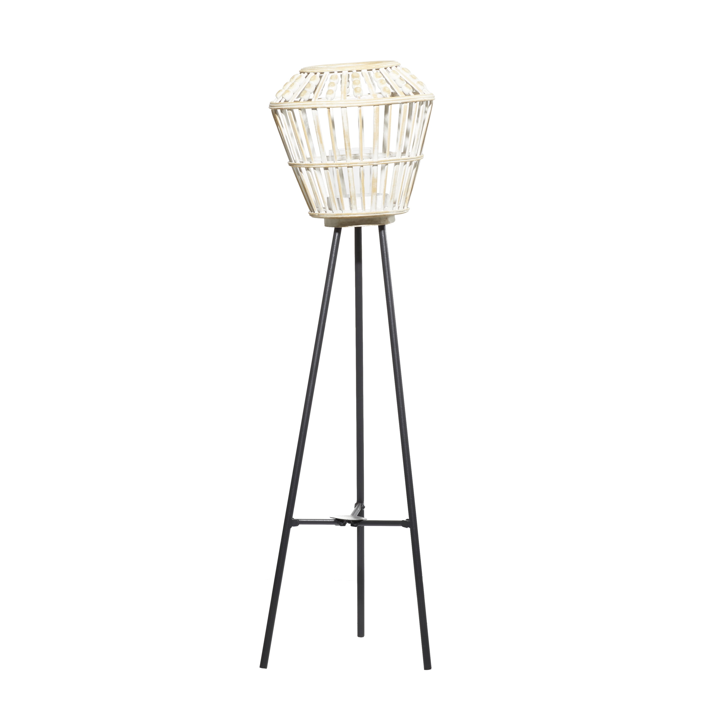 DecMode 11"W, 40"H Metal Natural Candle Lantern, White, 1 - Piece