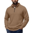 thumbnail image 7 of Hurxie Mens Long Sleeve Quarter Zip Pullover Fleece Warmth Mock Neck Solid Youth Sweatshirt Winter Clothes for Men Khaki,XL, 7 of 7