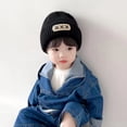 thumbnail image 3 of Baby Knitted Hat Thick Elastic Soft Regular Fit Unisex Anti-slip Warm Cold Resistant Striped Texture Decorative Children Beanie Winter Cap, 3 of 7
