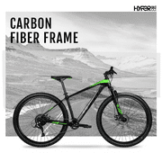 Hyper Bicycles 29 Carbon Fiber Mountain Bike, Adults Ages 13+, Black/Green