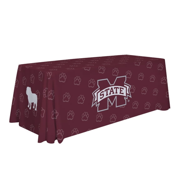 Mississippi State Bulldogs 6' College Sports Printed Table Throw - NCAA Licensed - Polyester Draped - School Tablecloth (Maroon)