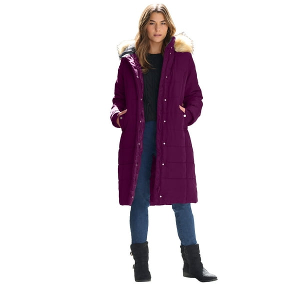Roaman's Women's Plus Size Knee Length Puffer Coat