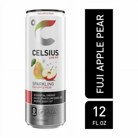 Pack of 2 - CELSIUS Sparkling Fuji Apple Pear Energy Drink Can 12 fl oz