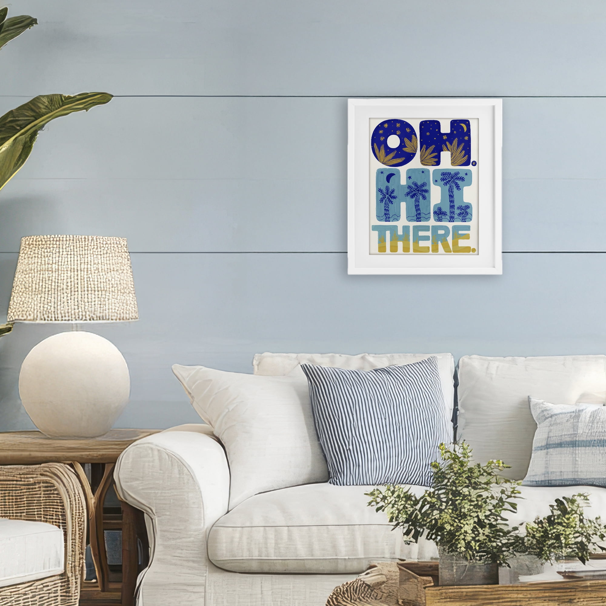 Stupell Industries Oh Hi There Tropical White Framed Print Under Glass, design by Connie Summers