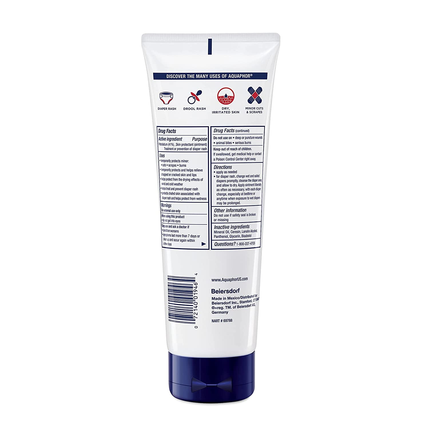 Aquaphor Baby Healing Ointment Advanced Therapy Skin Protectant, Dry Skin, and Diaper Rash Ointment, 7 Oz Tube