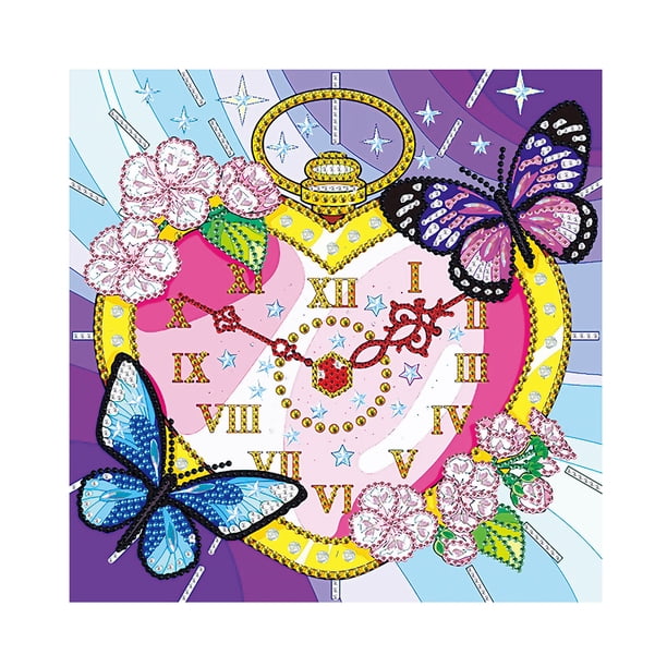 Reloj de mariposa con pintura de diamante, taladro especial parcial, diamantes de imitación Likrtyny Arte deco
