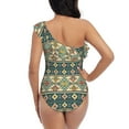 thumbnail image 5 of Easygdp Traditional Tribal Aztec1 Women's One Shoulder Ruffle Monokini Bathing Suits with Removable Chest Pad, Quick Drying - Small, 5 of 8