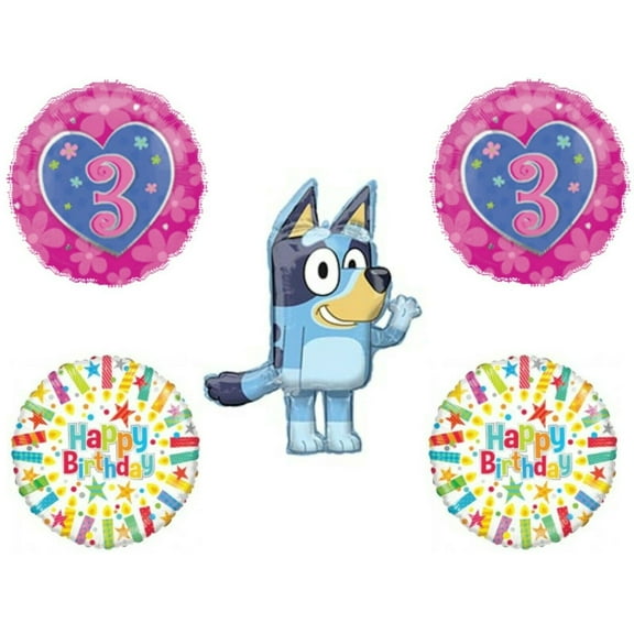 Bluey 3rd Third Pink Happy Birthday Party Balloons Decorations Supplies Puppy Dog