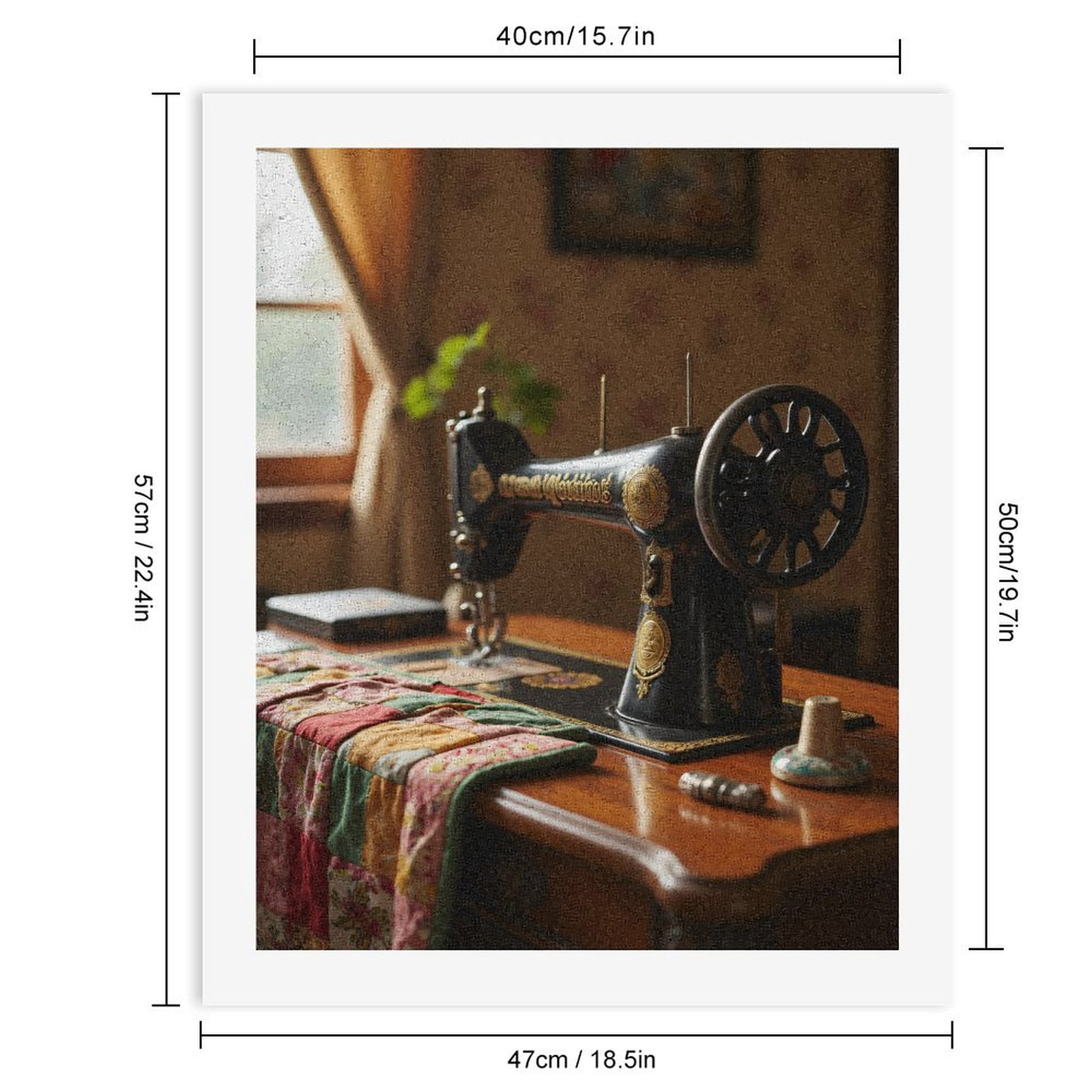 Paint By Numbers Kit for Adults Beginner - DIY Vintage Sewing Machine Quilt Table Canvas Painting Kits for Adults, Frameless Paint By Number for Adults for Home Wall Decor 16x20 Inch