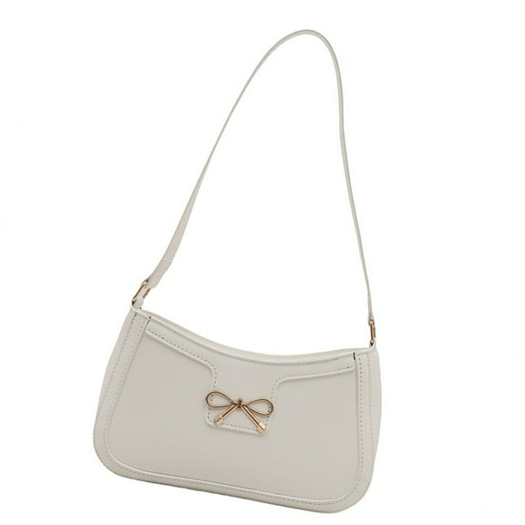 Small Shoulder Bag For Women Bows Design Retro Styles PU Leather Handbag Underarm Purse For Daily Use And Casual Travel