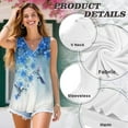 thumbnail image 6 of Jeiento Women's Blue Floral Birds Tank Tops Women Casual Sleeveless T Shirt Plus Size Ladies Teenager Gir V Neck Pleated Tunic Top Dressy Shirts Loose Fit Tunic Blouse Beach Vacation Outfit,5XL, 6 of 7