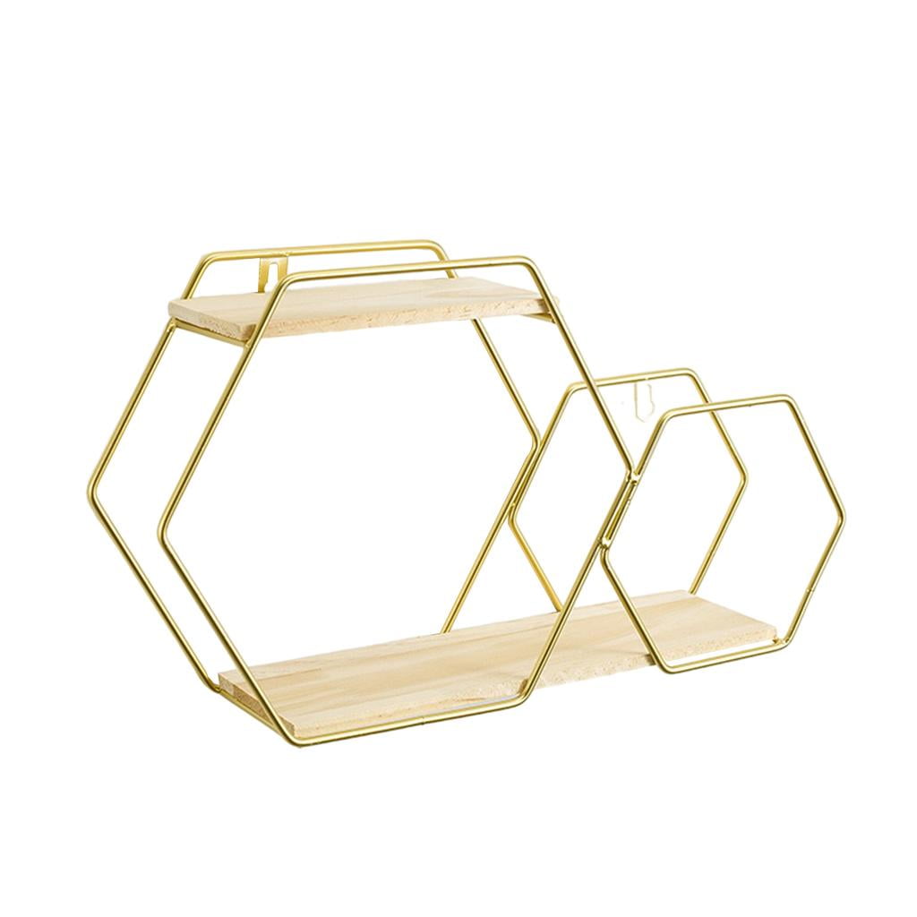 Organizer, Hexagon Wall Mounted Floating Shelves Industrial Storage for