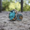 thumbnail image 5 of Unisex Two-Tone Carved Gemstone Alloy Ring: Geometric Design Statement Jewelry for Everyday Wear, 5 of 5