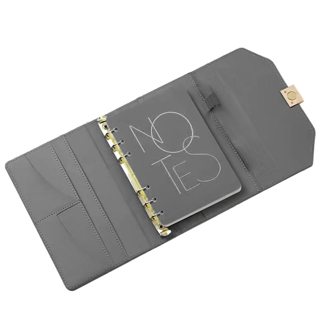 Refillable Journal Notebook with Pen Slot Card Holder 6 Rings Binder Notebook