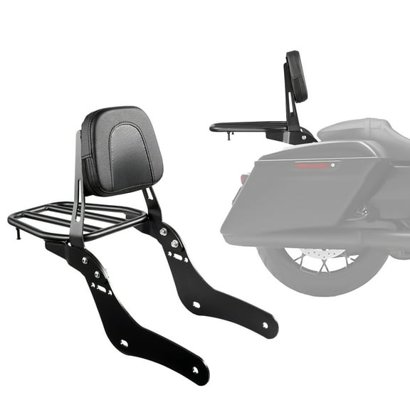 VEVOR Motorcycle Backrest Sissy Bar with Luggage Rack, Compatible with Honda Rebel CMX 1100 2021-2022, 18-Inch Height, Removable Passenger Backrest, Durable Metal Frame with Leather Pad, Black