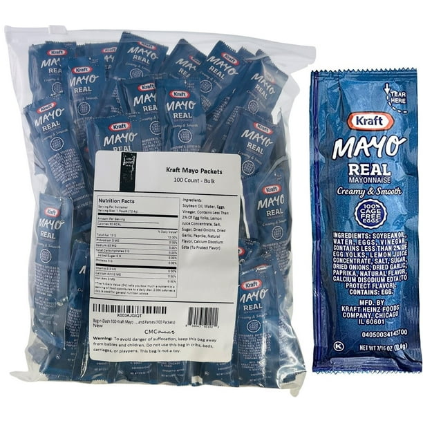 BagnDash 100 Kraft Real Mayo Condiment Packs Single Serve Packets