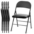 thumbnail image 1 of Sillas plegables Simple Deluxe, paquete de 4 unidades, acolchadas en piel, color negro, 1 of 7
