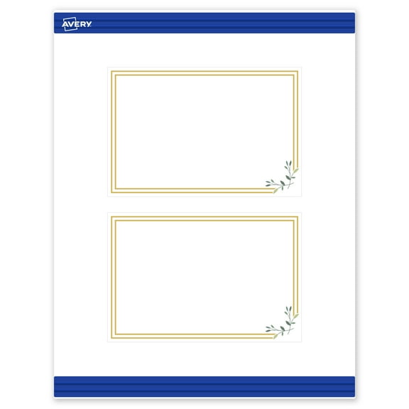 Avery 4" x 6" Cards, Gold Double Border with Florals, 20 ct