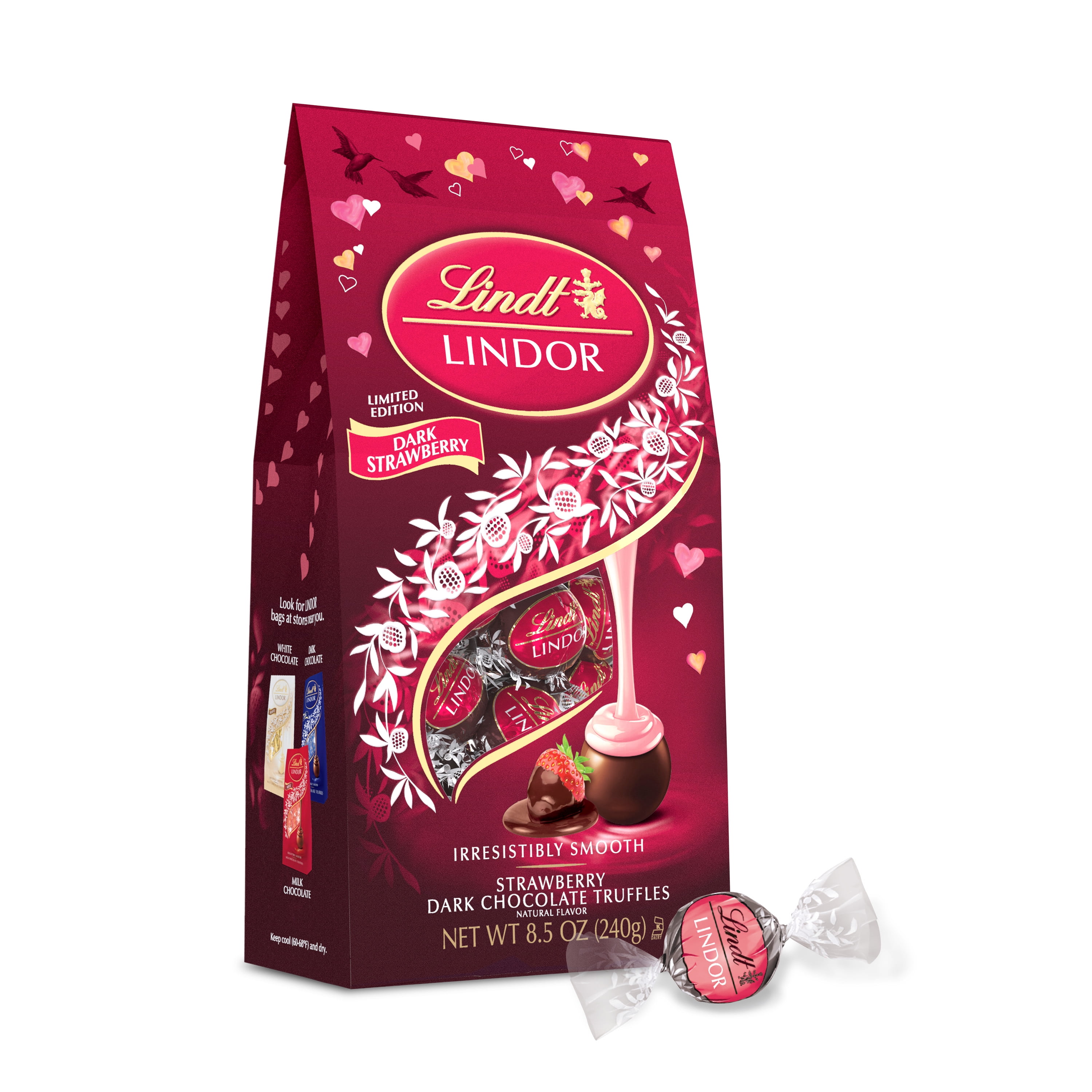 Lindt LINDOR Strawberry Dark Chocolate Truffles, 8.5 oz. Bag