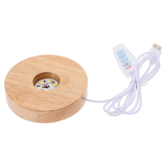 MLINS Small Lamp Base Led Base Light Wood Ball Base Wood Pedestal Table Base Lighted Base Wood Display Base Led Light Stand Lighted Display Stand