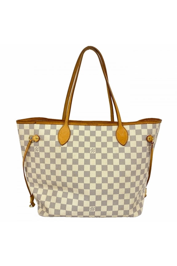 Pre-Owned Louis Vuitton Damier Azur Neverfull MM Tote Bag N51107 White Women's
