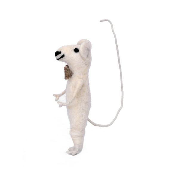 De Kulture Works Wool Felt Mouse Buck Eco Friendly Needle Felted Christmas Xmas Tree Decoration Stuffed Ornament, 2x2x4 LWH inches