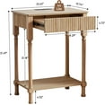 thumbnail image 2 of 23.6” Large End Table with Charging Station, Modern Farmhouse Side Table Sofa Tables with Fluted Drawer, Wooden Bedside Table Night Stand for Bedroom Living Room Home Office, Natural, 2 of 18
