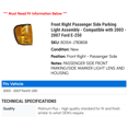 thumbnail image 2 of Front Right Passenger Side Parking Light Assembly - Compatible with 2003 - 2007 Ford E-250 2004 2005 2006, 2 of 2