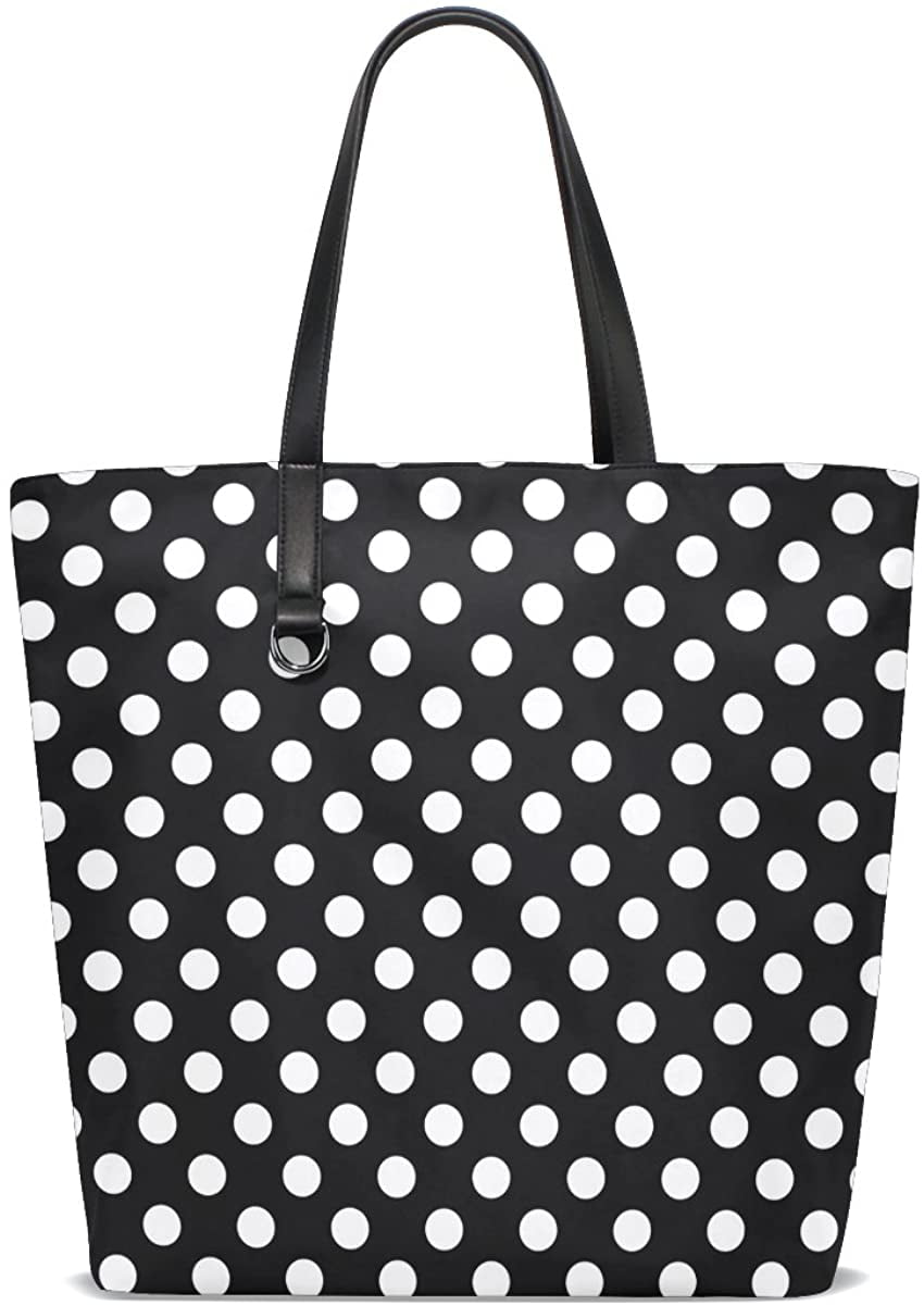 black and white polka dot purse