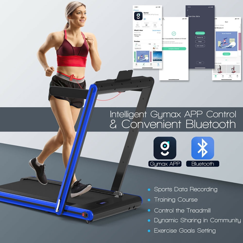 Resenkos Treadmill, Electric Treadmill, Walking Jogging Machine,2-in-1 Folding Treadmill with Dual LED Display-Navy
