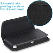For OnePlus Nord N30 5G / OnePlus 11 / OnePlus 10T 5G Nylon Canvas Fabric Waist Belt Holster Horizontal Pouch Holds XL Phone Works with Thick Cases Universal Cover - Black