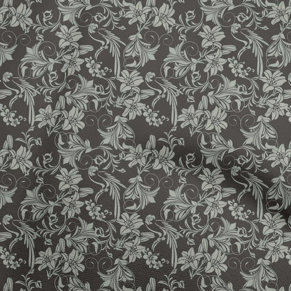 oneOone Cotton Silk Gray Fabric Asian Floral Dress Material Fabric Print Fabric By The Yard 42 Inch Wide