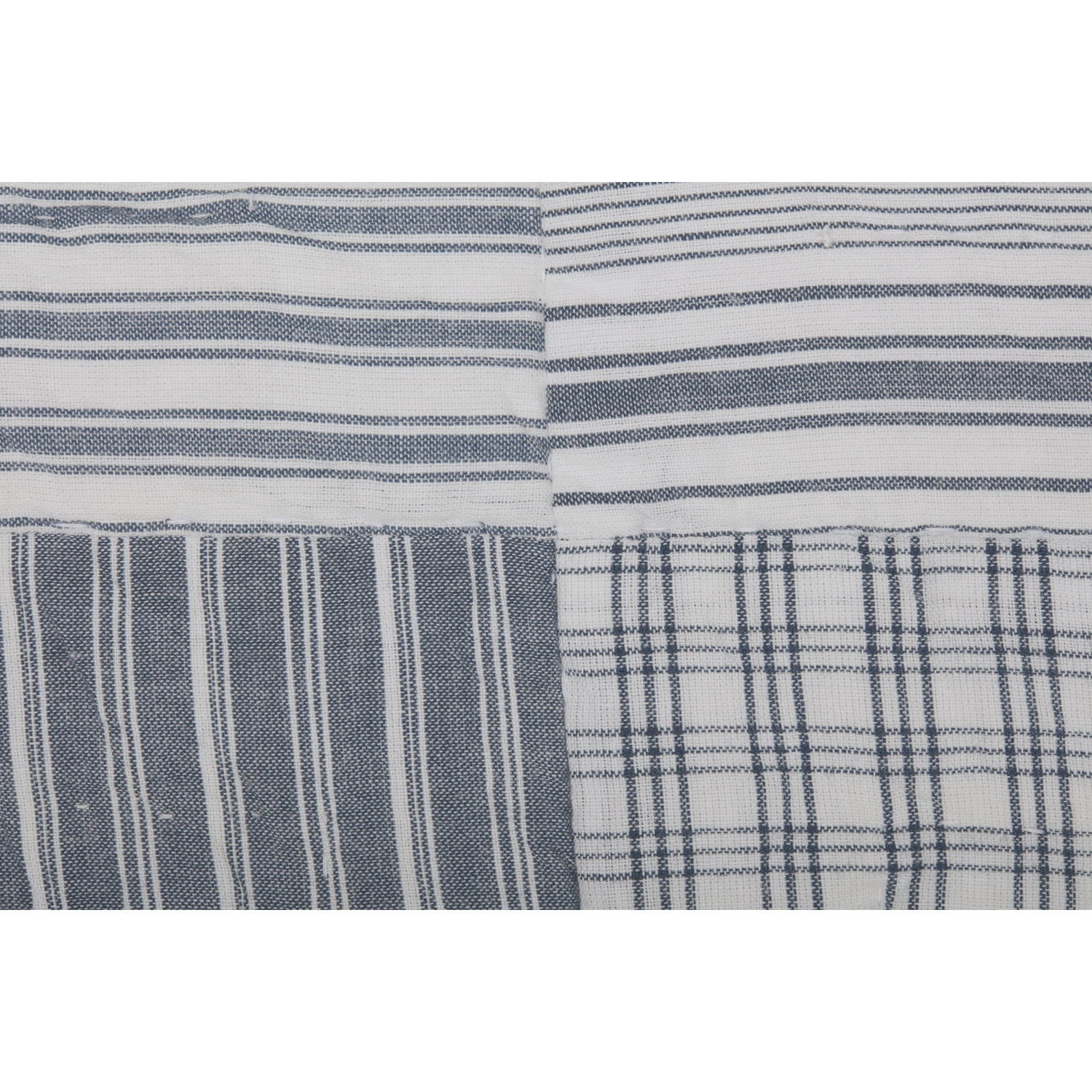VHC Brands Sawyer Mill 5 Piece Daybed Bedding Sets 100% Cotton (1 Quilt, 1 Bed Skirt, 3 Standard Shams) Blue Patchwork