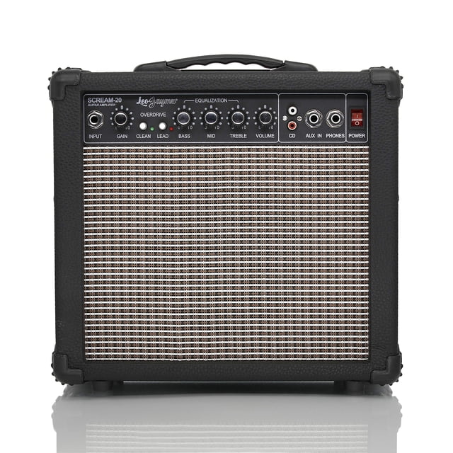 Leo Jaymz 20W Electric Guitar Amplifier - Clean and Distortion Channel - 3 Band Equalization and CD Line Input - Recording Studio
