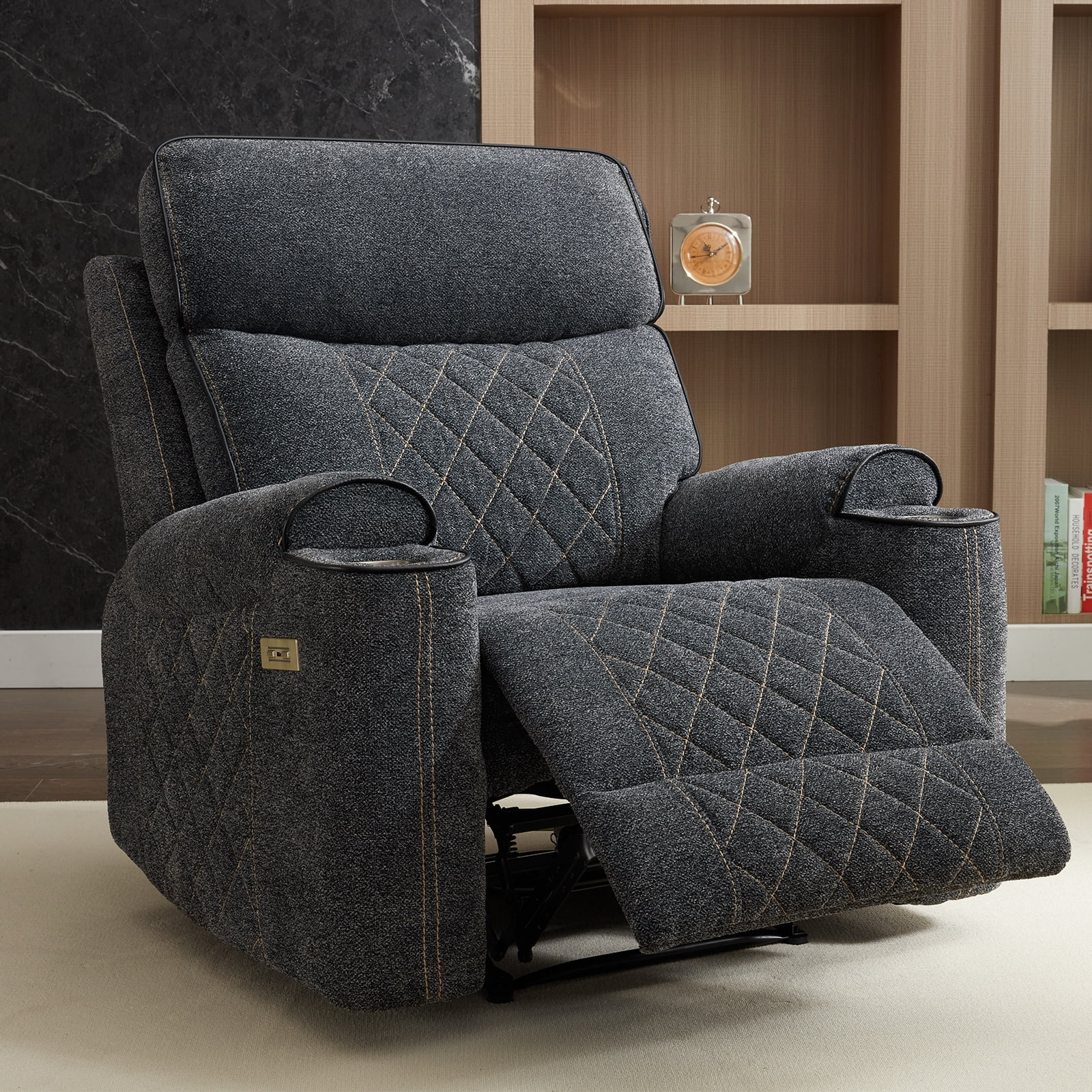 Bonzy Home Electric Power Recliner Chair, USB Ports, Cup Holders, Home Theater Seating