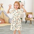 thumbnail image 3 of FORMRS Girls Short Sleeve Dress Summer Casual Round Neck A-line Beach Sundress, Sizes 2T-8T, Beige Leaves Plaid, 3 of 8