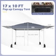 thumbnail image 3 of Costway 10x17 FT Pop Up Canopy Tent with Dual Adjustable Awnings, Silver-Coated Fabric Gray, 3 of 10