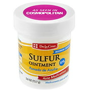 De La Cruz 10 % Sulfur Ointment Acne Treatment - Médicament pour éliminer les boutons d'acné kystique et les points noirs sur le visage et le corps - Fabriqué aux États-Unis - 2,6 oz