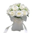 thumbnail image 3 of Ramo de novia con flores artificiales para boda, ramo de dama de honor para boda blanco, 3 of 9