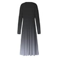 thumbnail image 5 of Cavosen Long Sleeve Maxi Dress Women Gray Trendy Dress High Waist V-Neck Calf Length Long Dress Gradient Casual Dress Flowy Party Dresses Vacation Fall Winter Clothes M, 5 of 5