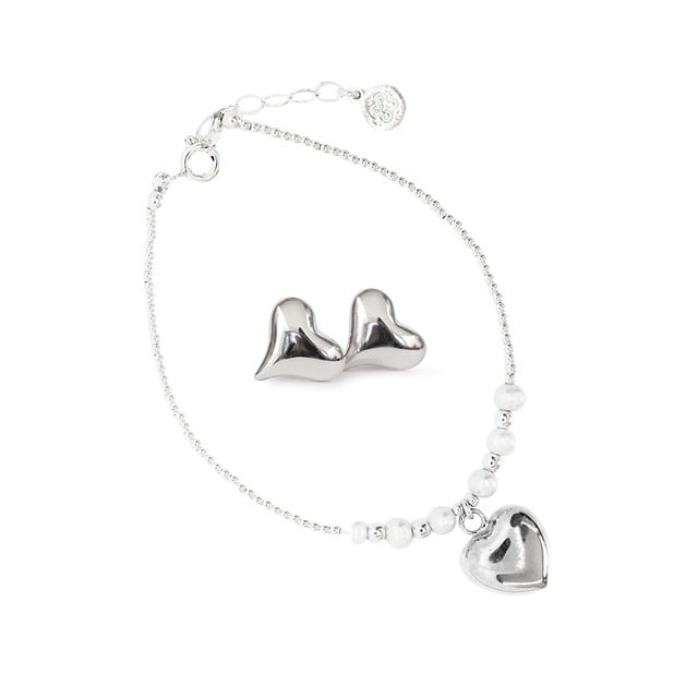 Set de Pulsera y Aretes Con Forma de Corazión Marca Ketzalia De Plata Ley .925 KETZALIA JOYERIA ARTESANAL Colección 2021