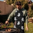thumbnail image 4 of Black White Cat Rose Moon Star Pattern Apron-Garden Aprons for Women with Pockets-Cotton Linen Waterproof Kitchen Cooking Gardening Aprons Adjustable for Kitchen,Cooking,BBQ and Salon 33x27 Inch, 4 of 7