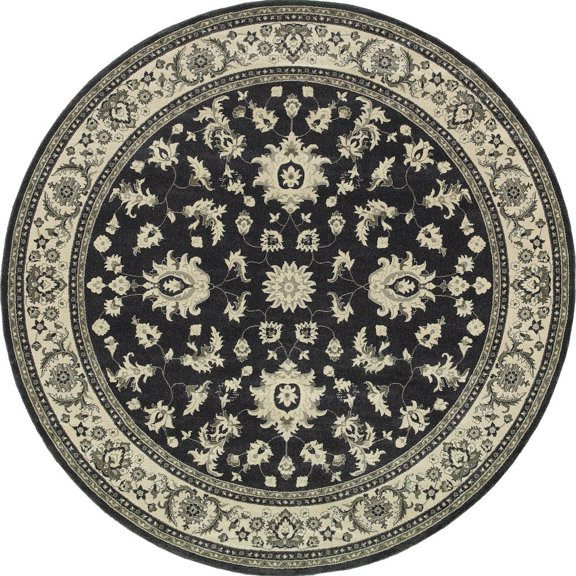 Oriental Weavers Richmond 7'10" Round Machine Woven Rug in Charcoal