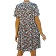 thumbnail image 4 of hirigin Summer Loose Breathable Dresses for Women, V-neck Short Sleeve Cool Floral Printing Temperament Leisure Style Middle Skirt, 4 of 5